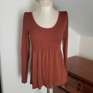 American Eagle Outfitters Rust Brown Long Sleeve Blouse